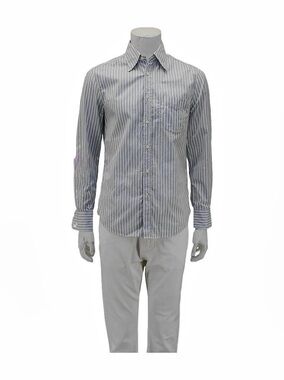 Brunello Cucinelli Striped Cotton Button Down in Blue & White Size Small